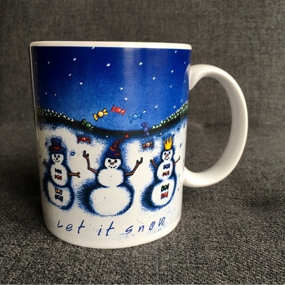 Lindt Chocolates “Let It Snow” Snowman Coffee Mug, Blue, White, 11 oz